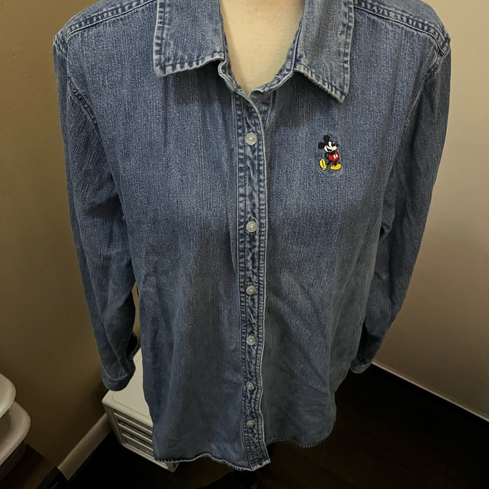 Disney Denim Button Down XXL